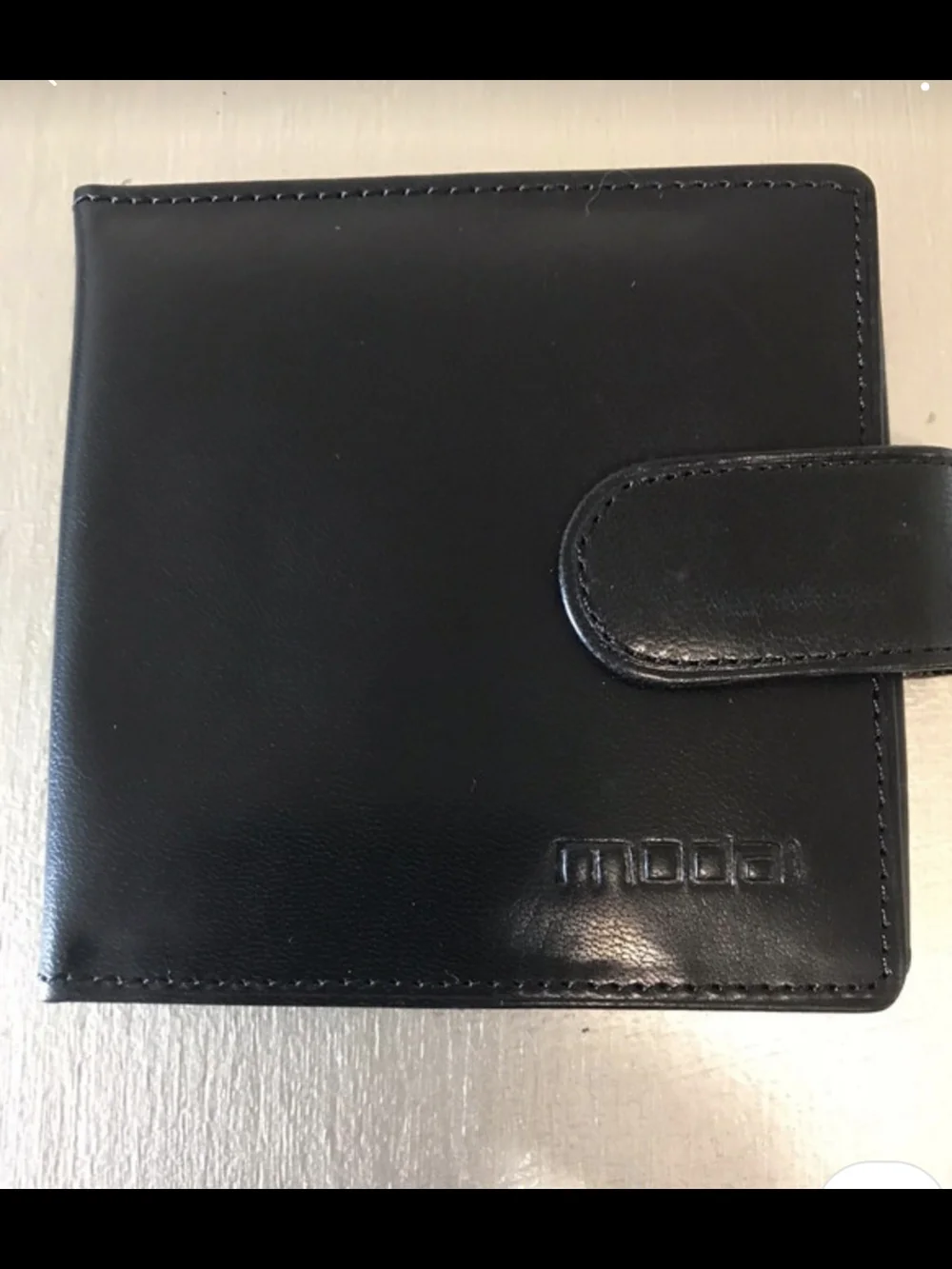Moda Black Leather Card Holder Wallet with Snap Tab